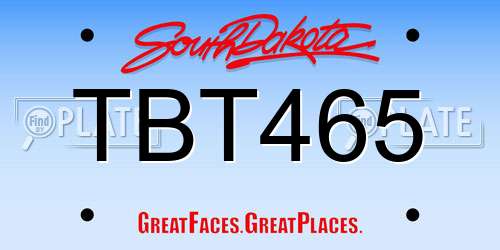 TBT465 South Dakota License Plate
