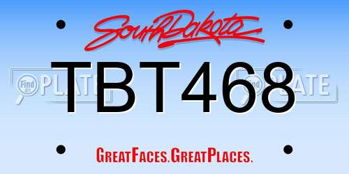 TBT468 South Dakota License Plate