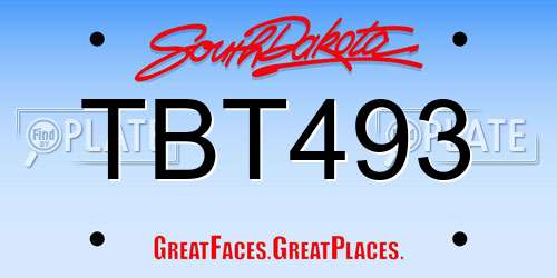 TBT493 South Dakota License Plate