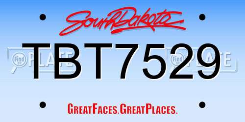 TBT7529 South Dakota License Plate