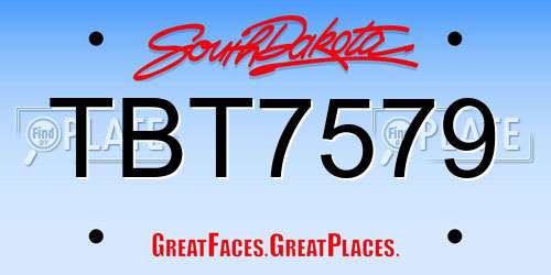 TBT7579 South Dakota License Plate