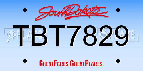 TBT7829 South Dakota License Plate