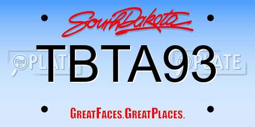 TBTA93 South Dakota License Plate