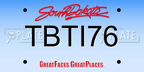 TBTI76 South Dakota License Plate