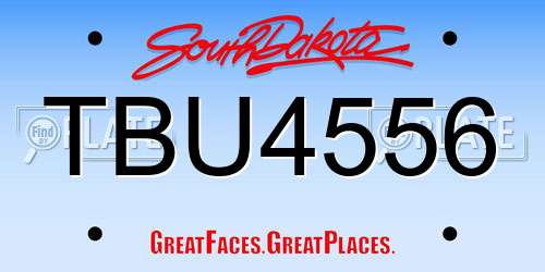 TBU4556 South Dakota License Plate