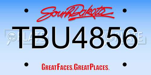 TBU4856 South Dakota License Plate