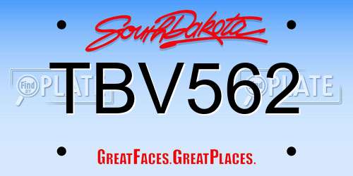 TBV562 South Dakota License Plate