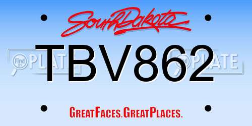 TBV862 South Dakota License Plate
