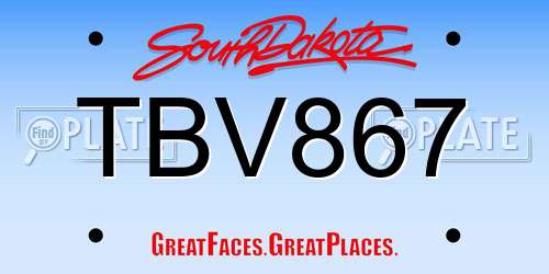 TBV867 South Dakota License Plate