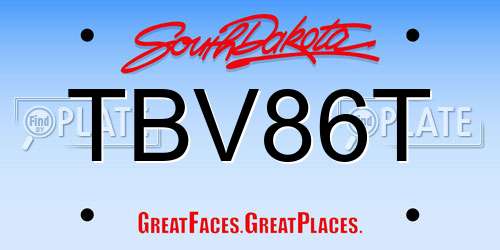 TBV86T South Dakota License Plate