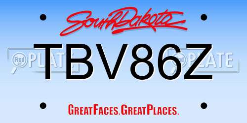 TBV86Z South Dakota License Plate