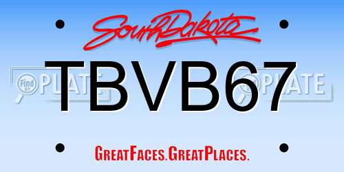 TBVB67 South Dakota License Plate