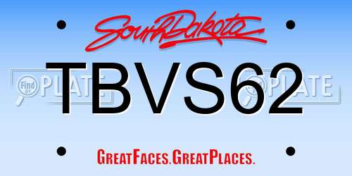 TBVS62 South Dakota License Plate