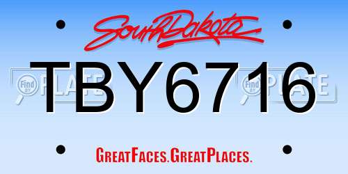 TBY6716 South Dakota License Plate