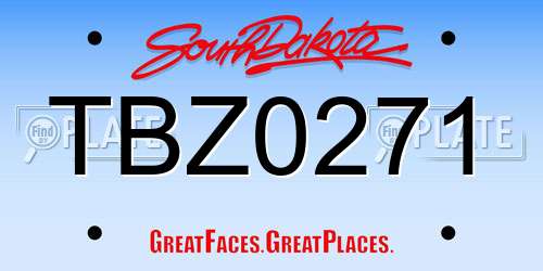 TBZ0271 South Dakota License Plate