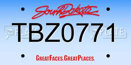 TBZ0771 South Dakota License Plate