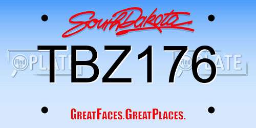 TBZ176 South Dakota License Plate