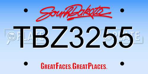 TBZ3255 South Dakota License Plate