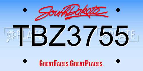 TBZ3755 South Dakota License Plate