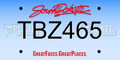 TBZ465 South Dakota License Plate