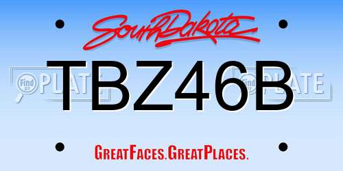 TBZ46B South Dakota License Plate