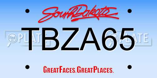 TBZA65 South Dakota License Plate