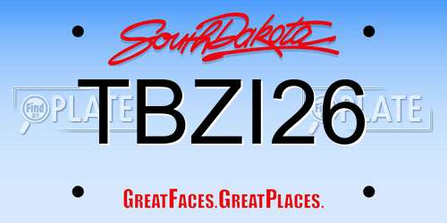 TBZI26 South Dakota License Plate