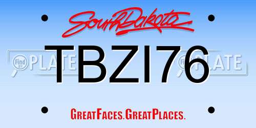 TBZI76 South Dakota License Plate