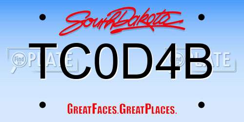 TC0D4B South Dakota License Plate