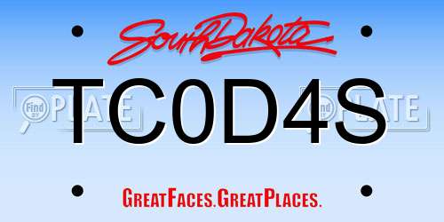 TC0D4S South Dakota License Plate