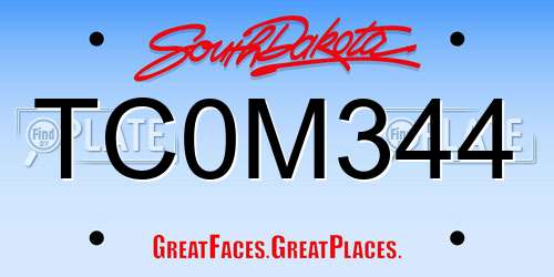 TC0M344 South Dakota License Plate