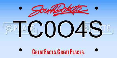 TC0O4S South Dakota License Plate
