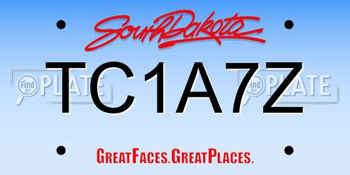 TC1A7Z South Dakota License Plate