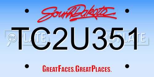 TC2U351 South Dakota License Plate