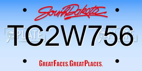 TC2W756 South Dakota License Plate