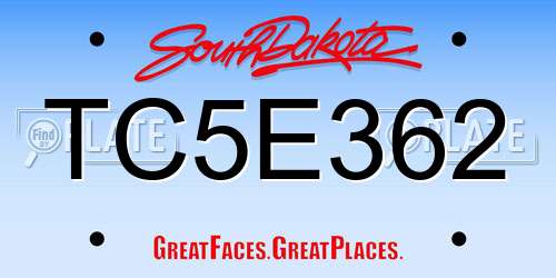 TC5E362 South Dakota License Plate