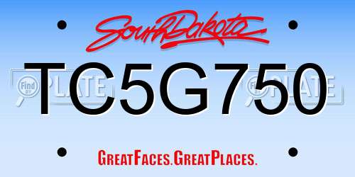TC5G750 South Dakota License Plate