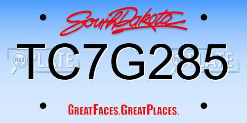 TC7G285 South Dakota License Plate