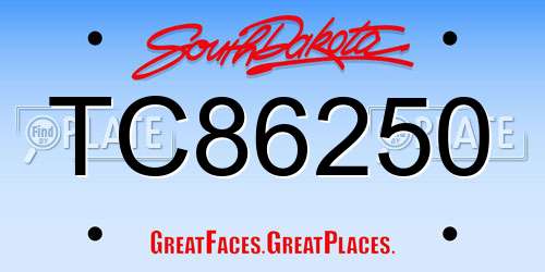 TC86250 South Dakota License Plate