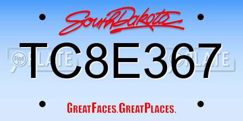 TC8E367 South Dakota License Plate
