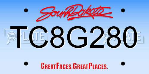 TC8G280 South Dakota License Plate
