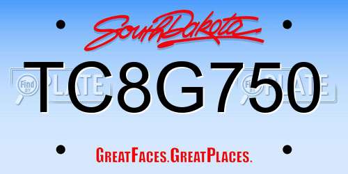 TC8G750 South Dakota License Plate