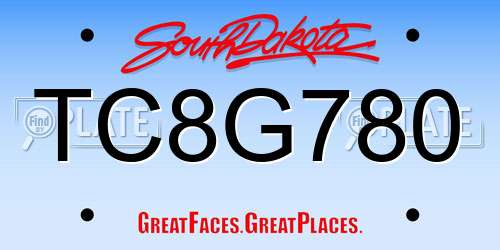 TC8G780 South Dakota License Plate