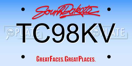 TC98KV South Dakota License Plate