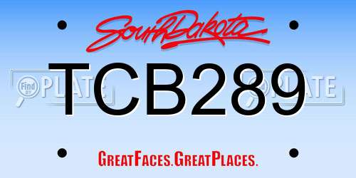 TCB289 South Dakota License Plate