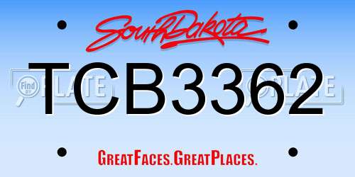 TCB3362 South Dakota License Plate