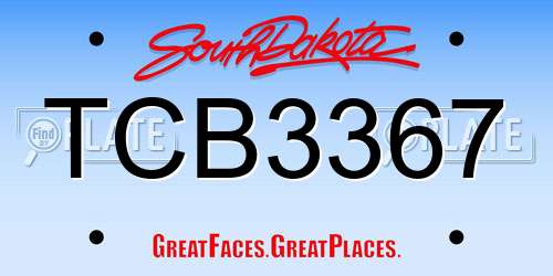 TCB3367 South Dakota License Plate