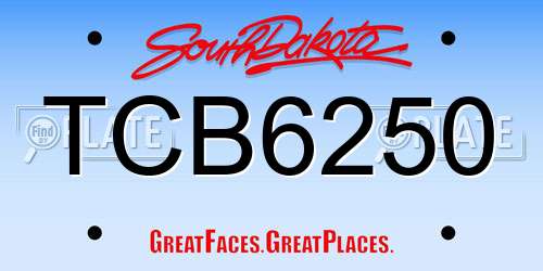 TCB6250 South Dakota License Plate