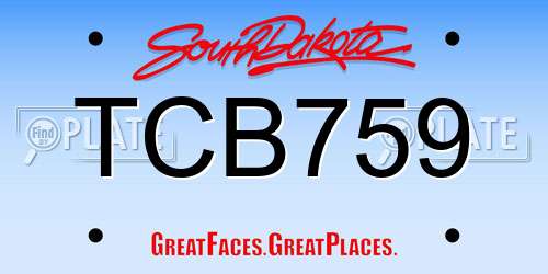 TCB759 South Dakota License Plate
