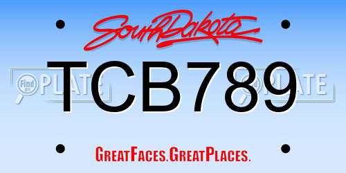 TCB789 South Dakota License Plate